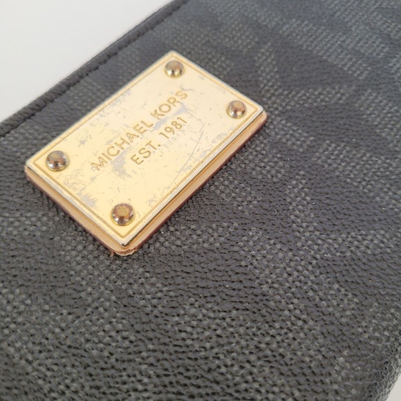 MICHAEL KORS Jet Set Black Saffiano Leather Zip Around Wallet Large Clutch 8x4 - Picture 8 of 10